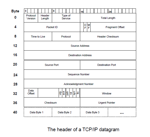 header of TCP IP datagram