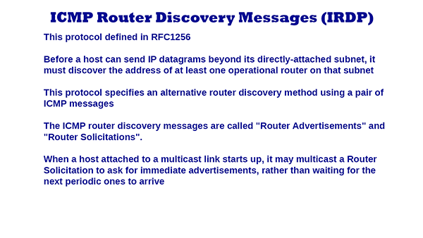 ICMP Router Discovery Messages (IRDP)