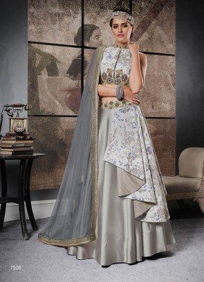 Attractive Look Grey Shade Designer Lehenga Choli