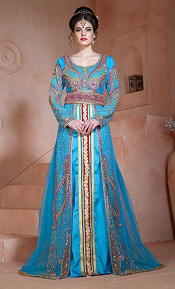 Moroccan Style Arabic Long Sleeve Wedding Kaftan
