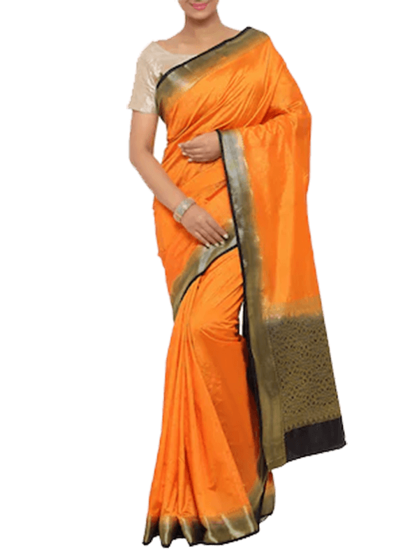 Orange Color Kanjivaram Saree With Blouse