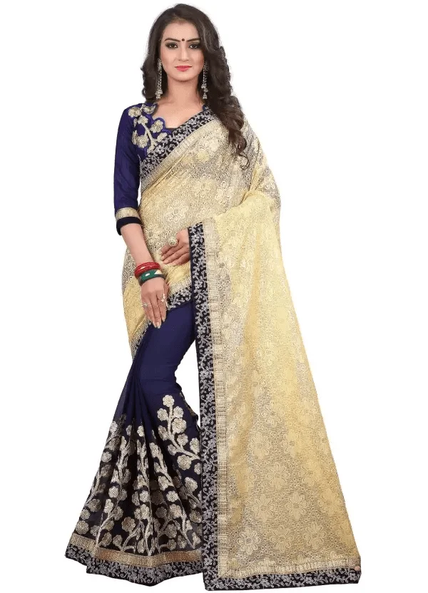 Geometric Print, Self Design, Embroidered Paithani Brasso, Georgette, Banarasi Silk, Heavy Georgette Saree